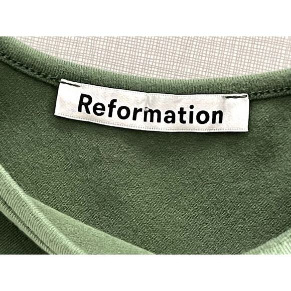 Reformation Sz M Dari Dress Green Maxi Stretch Body Con Minimalist Date Sleek - Picture 14 of 16